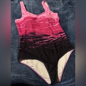 Elegant Pink and Black Women's One Piece Swimsuit